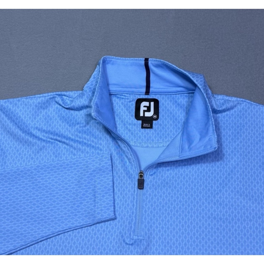 Footjoy 1/4 Zip Pullover Mens M Baby Blue Geometric Performance Golf Athleisure